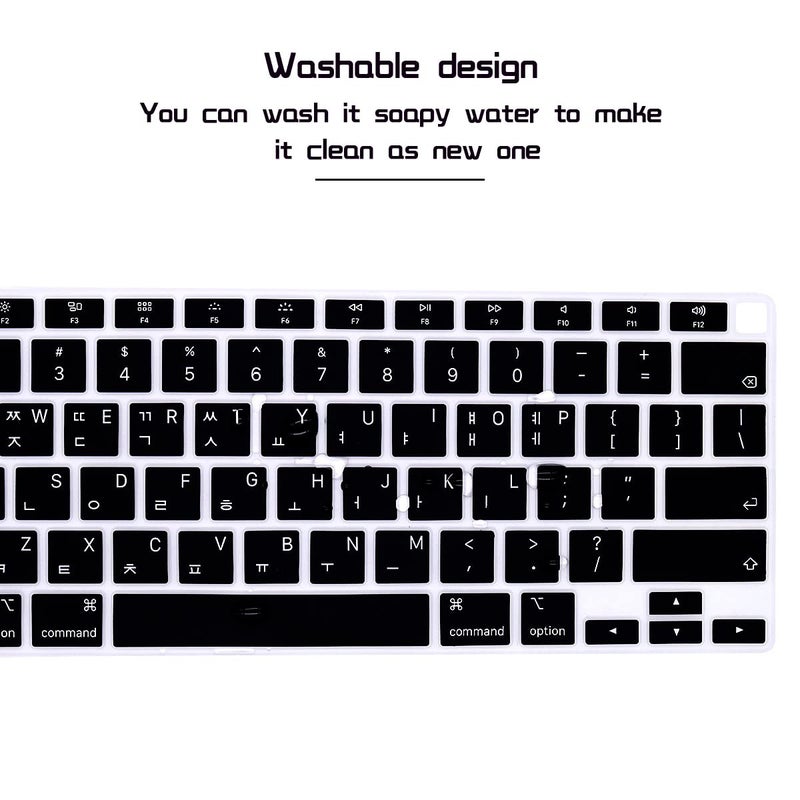 HRH Korean Language Keyboard Cover Skin,Silicone Keyboard Cover Protector for MacBook Air 13 Inch 2020 with Touch ID (MODLE A2179 and A2337 M1 Chip,US Layout) Keyboard Accessories Protector-Black - Image 5